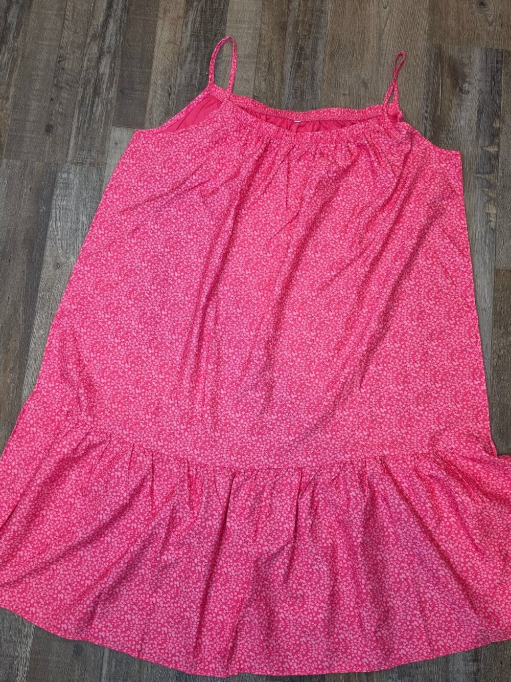 Pink Floral Spaghetti Strap Tiered Midi Dress Plus Size 2X
